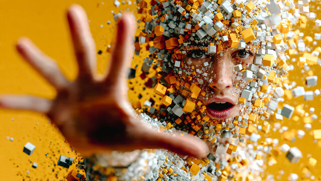 Personne se dispersant tendant la main en &eacute;cartant les doigts