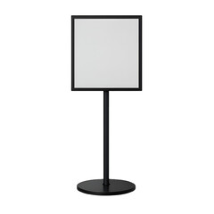 Fototapeta premium Black display stand with a blank white square sign for displaying advertisement