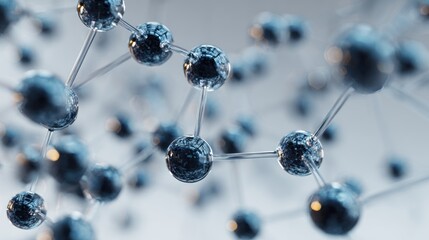 Abstract Molecular Structure Visualization with Interconnected Metallic Spheres