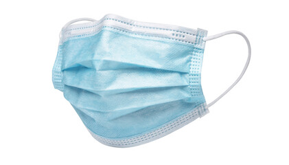 Protective surgical face mask isolated on white background emphasizing hygienist safety measures during dental cleaning for patients with bleeding risk and low platelet counts.