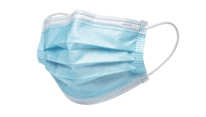 Protective surgical face mask isolated on white background emphasizing hygienist safety measures during dental cleaning for patients with bleeding risk and low platelet counts.