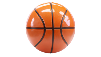 Glossy orange basketball isolated on a light grey background