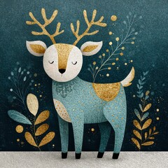 Charming Illustration of a Whimsical Deer in an Artistic Style
