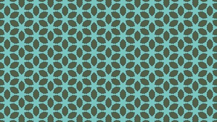 Obraz premium A pattern of green and brown leaves is shown in a blue background