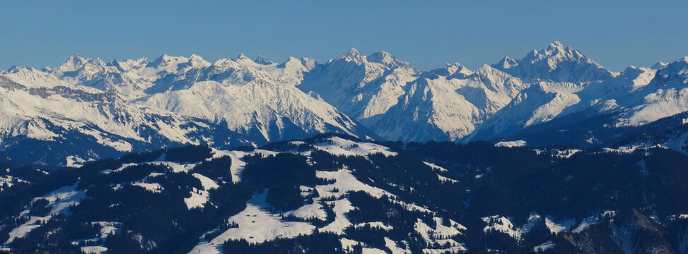 High mountains seen from the Pizol ski area, Switzerland.