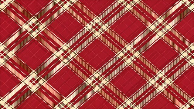 Red Tartan Plaid Pattern with Thin Diagonal Lines, Off Center Design