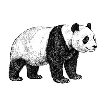 Giant panda hand drawn vintage engraving style illustration isolated on white background
