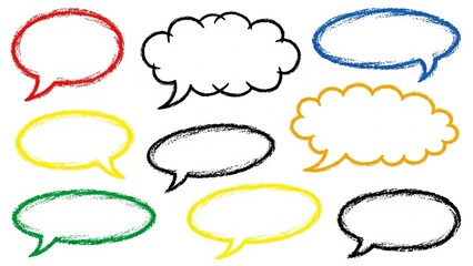 Speech Bubble Doodle Set with Grunge Comic Talk Balloon Frames