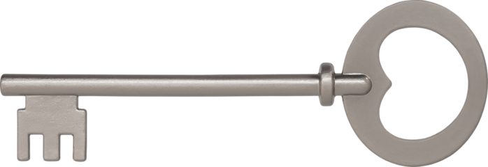 Silver key isolated on white background