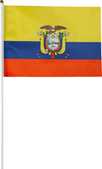 Ecuador flag on a stick isolated on white background