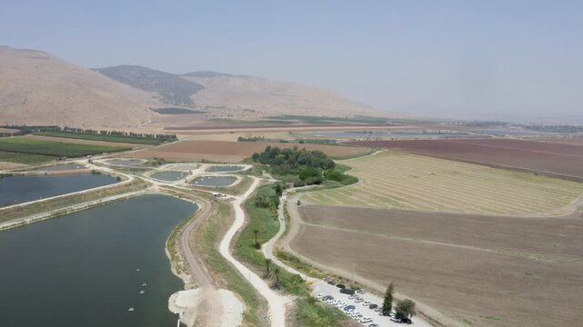 Aerial view of Ein Moda spring located in the Valley of the Springs
