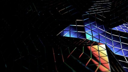 Abstract glass geometric mesh on a black background, 3d render