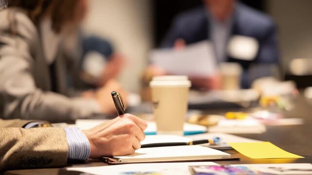 Closeup of individuals practicing negotiation tactics during a collaborative training workshop in a corporate setting.