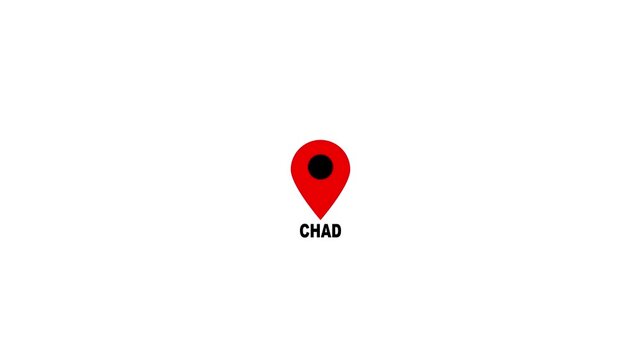 Chad Location Map Pin Icon on White Background for Navigation