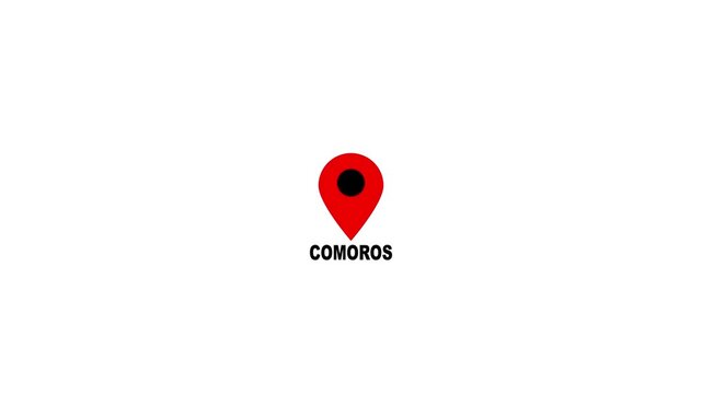 Comoros Location Map Pin Icon on White Background for Navigation