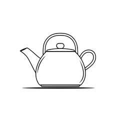 Obraz premium Elegant Line Art Tea Kettle | Clean, isolated vector art for creative projects.