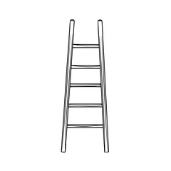 Elegant Silhouette Ladder - Artistic, Sleek, Minimalist Line Drawing Step Ladder | Clean, isolated vector art for creative projects.