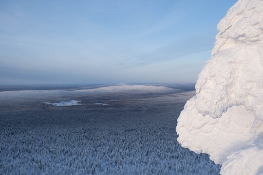 The Remembered or Kolchimsky Stone or pomyanenniy kamen is a mountain in the north of Perm Krai russia ural perm winter sunrise