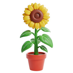 Obraz premium Vibrant sunflower in pot isolated on transparent background