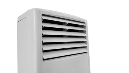 Air conditioner standing sideways on transparent background