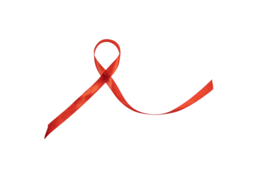 Red Awareness Ribbon on Transparent Background: A Symbol of Community Support for Social Causes and Awareness Initiatives with Fabric Ribbons.