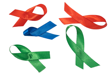 Colorful Awareness Ribbons on Transparent Background: Fabric Ribbons for Community Support and Social Causes in Awareness Initiatives.