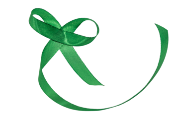 Green Ribbon Loop on Transparent Background: Fabric Ribbons for Community Support and Awareness Initiatives for Social Causes.