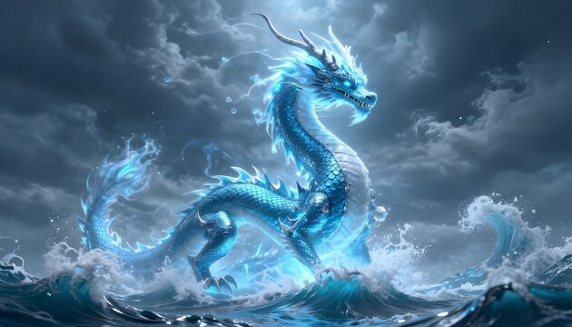 This magnificent digital artwork portrays a legendary eastern dragon