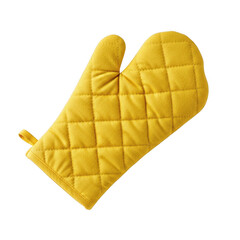 Bright yellow oven mitt isolated on transparent background
