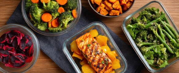 efficient meal organization featuring colorful dishes expertly prepped for the week