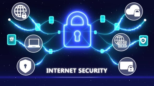 Internet Security and Cyber Protection Concept with Digital Lock, Network Safety and Data Privacy Technology