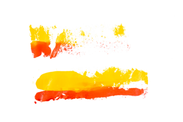 Artistic Home Decor: Abstract Red and Yellow Watercolor Brush Strokes on a Transparent Background for a Vibrant Design Color.