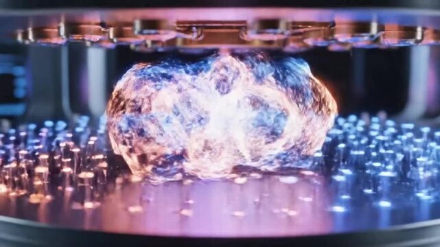 Quantum computer qubits in superposition state.