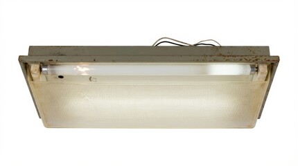 昭和レトロな天井用蛍光灯照明器具の3Dレンダリング白背景 generative ai