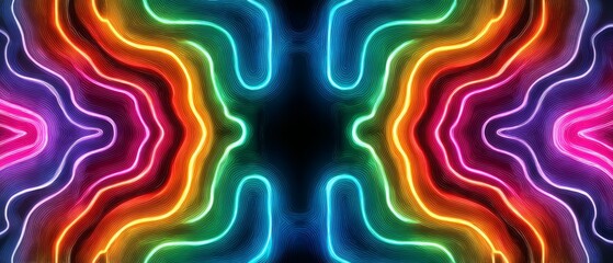 Futuristic neon circuit design with glowing symmetry