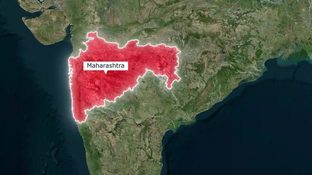 Maharashtra India Map Animation Highlighting Mumbai Financial Hub and Industrial Corridor for Global Supply Chain Investment Trends