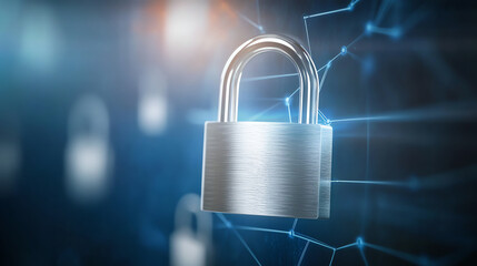 A digital padlock symbolizing security and data protection in a connected world. Ideal for technology and cybersecurity concepts.