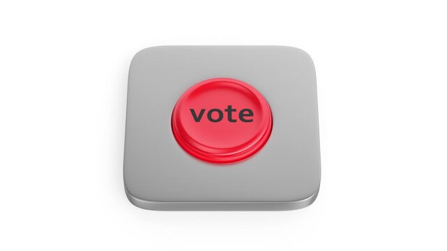 Red round vote button on white background