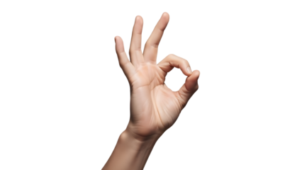 OK Hand Gesture Isolated on Transparent Background