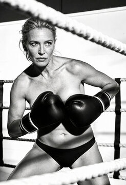 Angry Female Fighter in Combat Pose