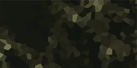 Abstract geometric mosaic pattern with dark green and olive tones, creating a textured, organic, and naturalistic background with polygonal shapes and subtle light variations, perfect for digital © Brainless
