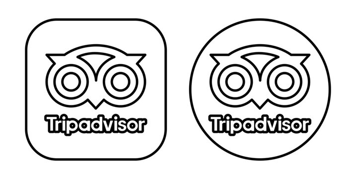 Set of TripAdvisor app icons in outline design, on transparent background, vector illustration.  Tripadvisor is company that operates online travel agencies, comparison shopping websites