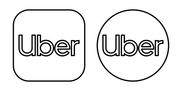 Set of Uber mobile app icons in outline design, on transparent background, vector illustration. Uber is an American multinational transportation company