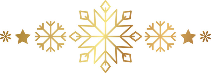 Gold snowflake border. Winter Christmas design decoration.
