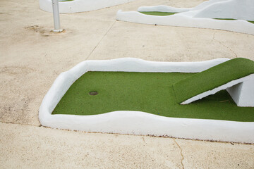 Miniature golf playground close up