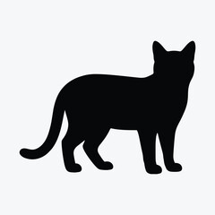 Obraz premium Profile Silhouette of a Domestic Cat Standing Isolated on White