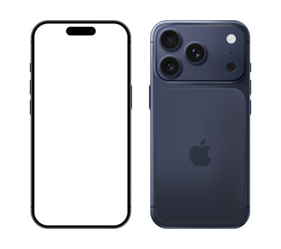 Apple iPhone 17 Pro in deep blue color with transparent screen, isolated on transparent background, high resolution. The iPhone 17 Pro and iPhone 17 Pro Max are smartphones developed by Apple Inc.