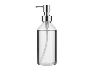 Clear glass soap dispenser with stainless steel pump