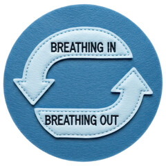 Breathing in and breathing out felt arrows for meditation on transparent background