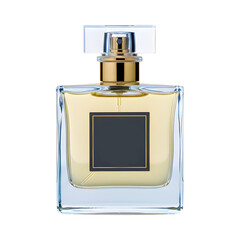 Elegant Perfume Bottle with Gold Cap and Black Label